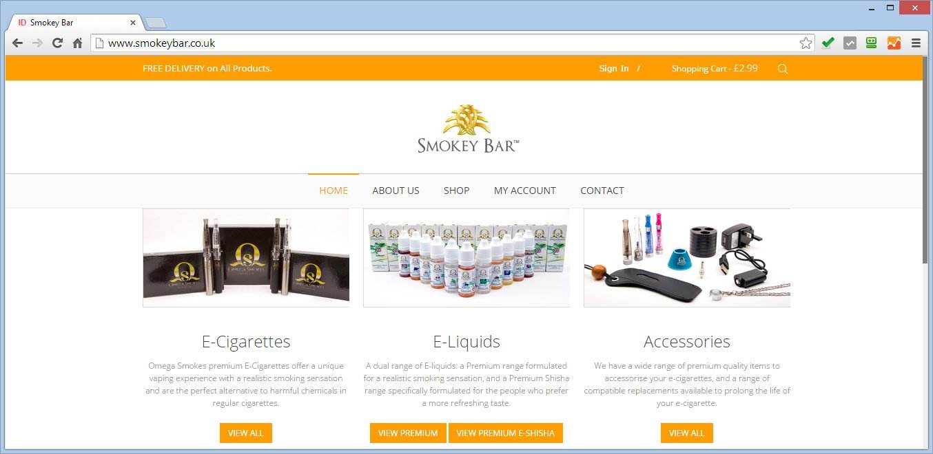 E-Commerce Website for Smokey Bar Selling E-Cigarettes, E-Liquids & Accessories